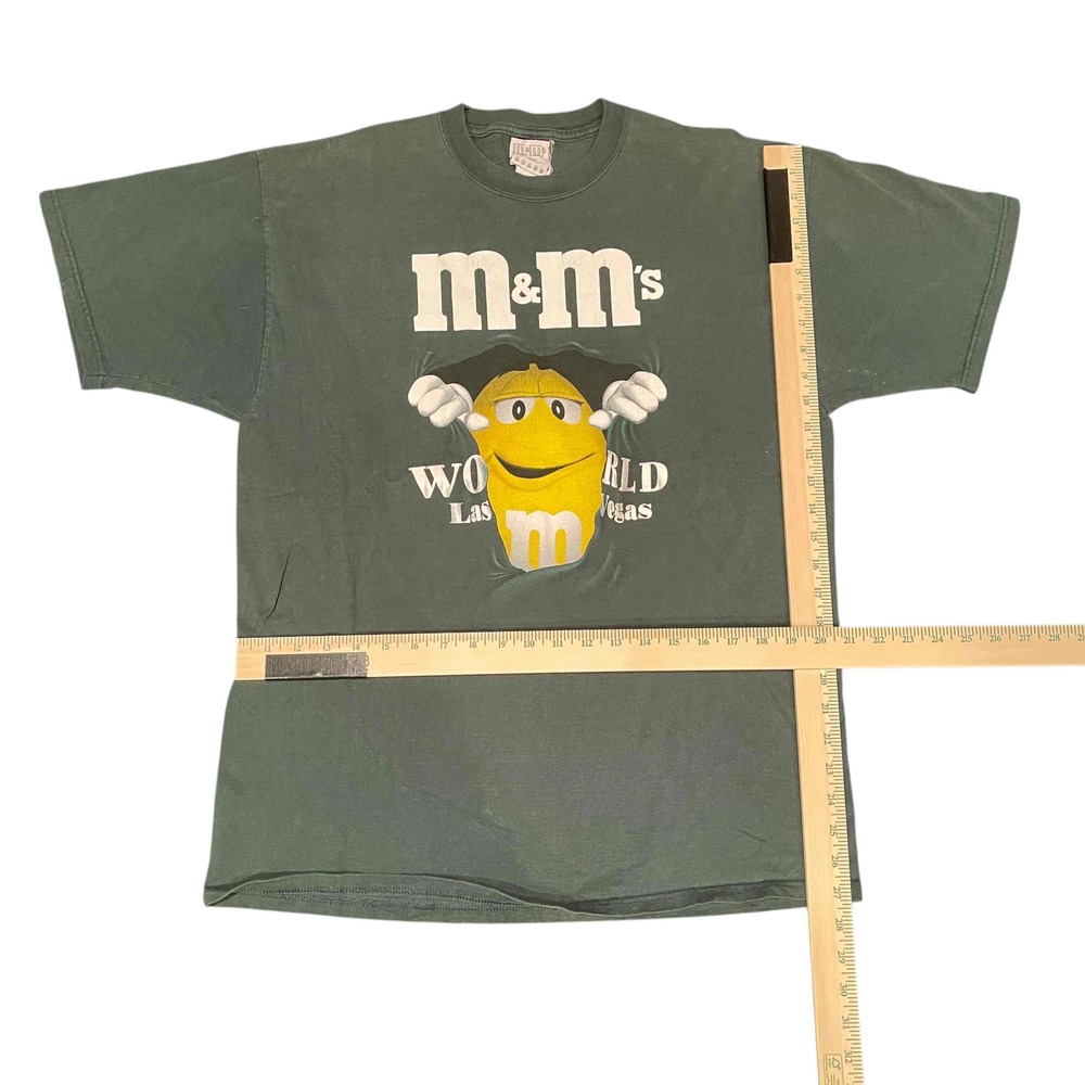 M&M's Green Short Sleeve Graphic Tee T-Shirt Unisex Fair Condition USA